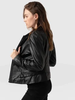 Coats & Jackets|Saint and Sofia Blane Leather Jacket - Black