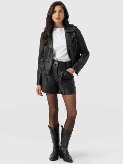 Leather|Shorts|Saint and Sofia Bonham Leather Short - Black