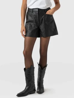 Leather|Shorts|Saint and Sofia Bonham Leather Short - Black