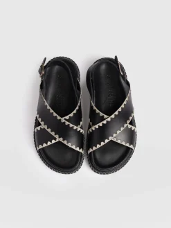 Sandals|Shoes|Saint and Sofia Bonnie Cross Over Sandals - Black
