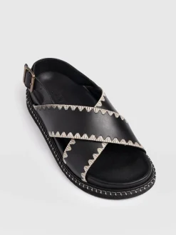 Sandals|Shoes|Saint and Sofia Bonnie Cross Over Sandals - Black