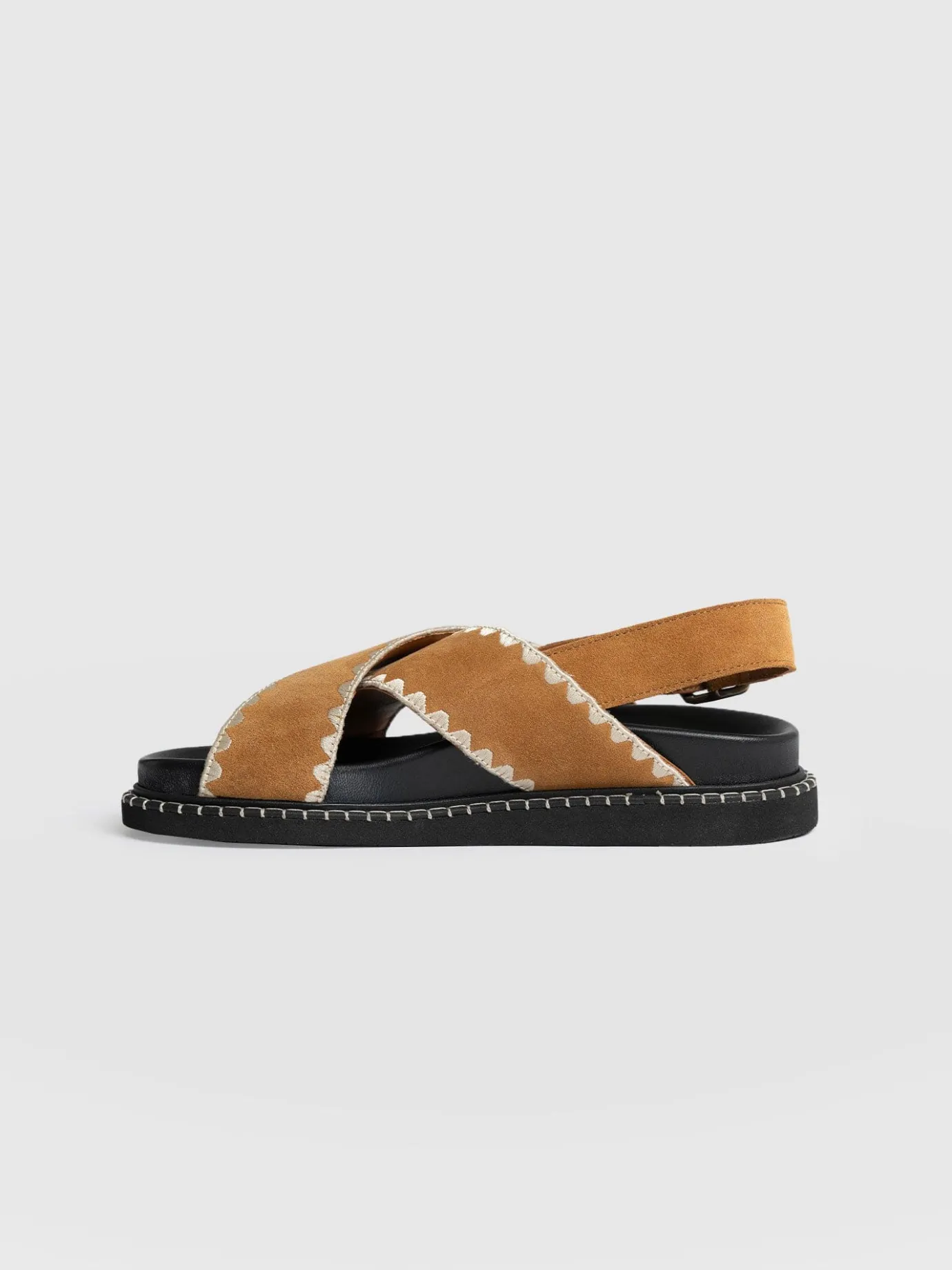 Sandals|Shoes|Saint and Sofia Bonnie Cross Over Sandals - Tan