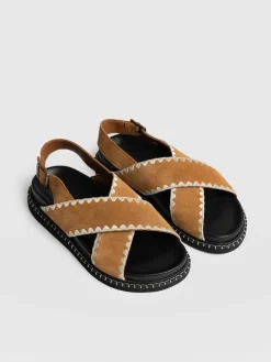 Sandals|Shoes|Saint and Sofia Bonnie Cross Over Sandals - Tan