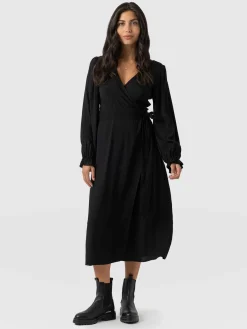 Dresses|Saint and Sofia Bonnie Wrap Dress - Black