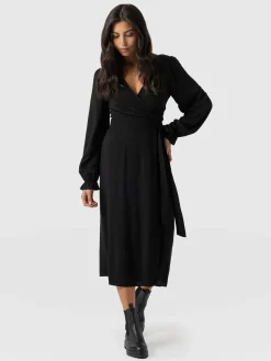 Dresses|Saint and Sofia Bonnie Wrap Dress - Black