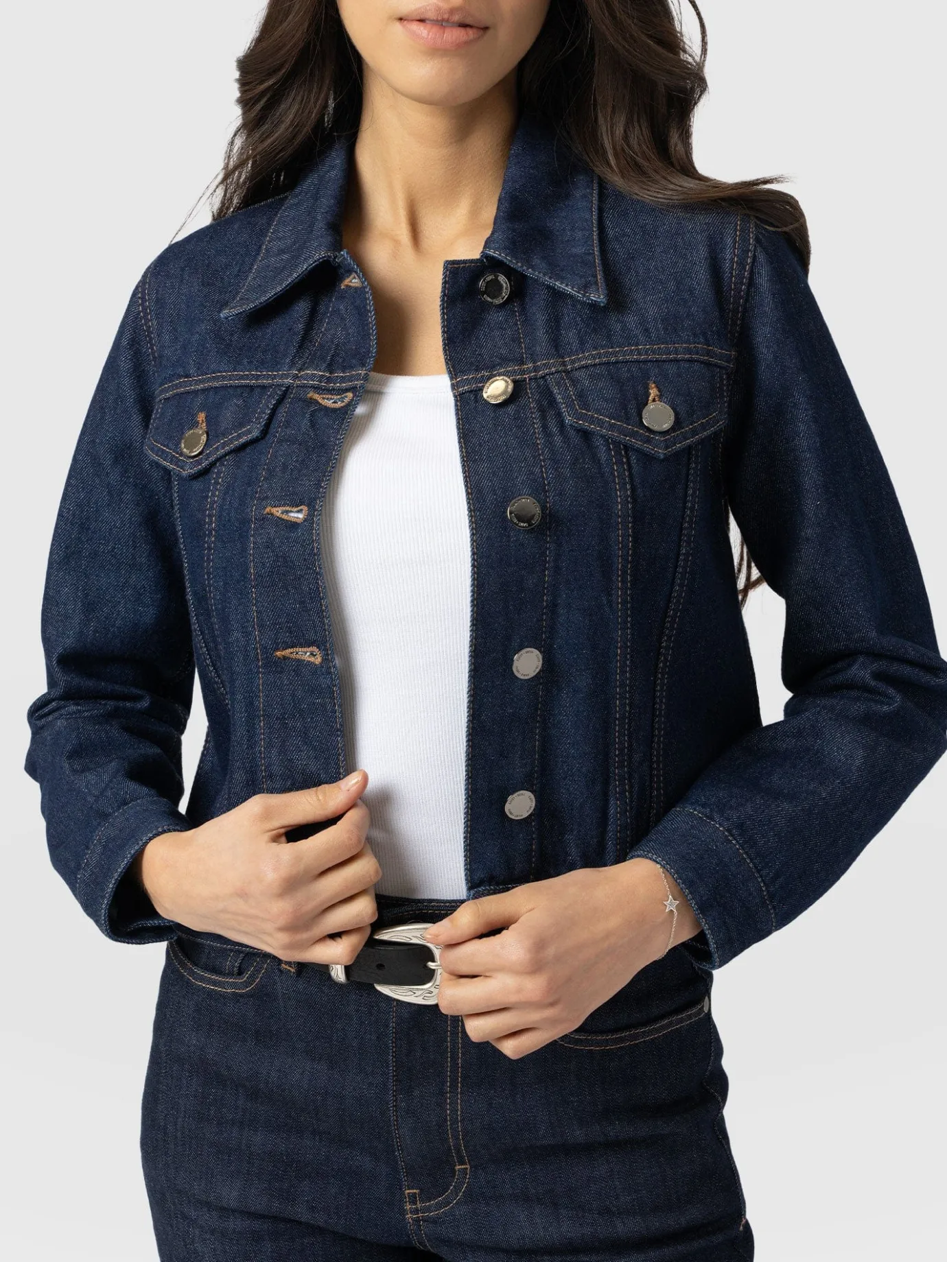 Coats & Jackets|Denim & Jeans|Saint and Sofia Bowie Denim Jacket - Indigo Blue