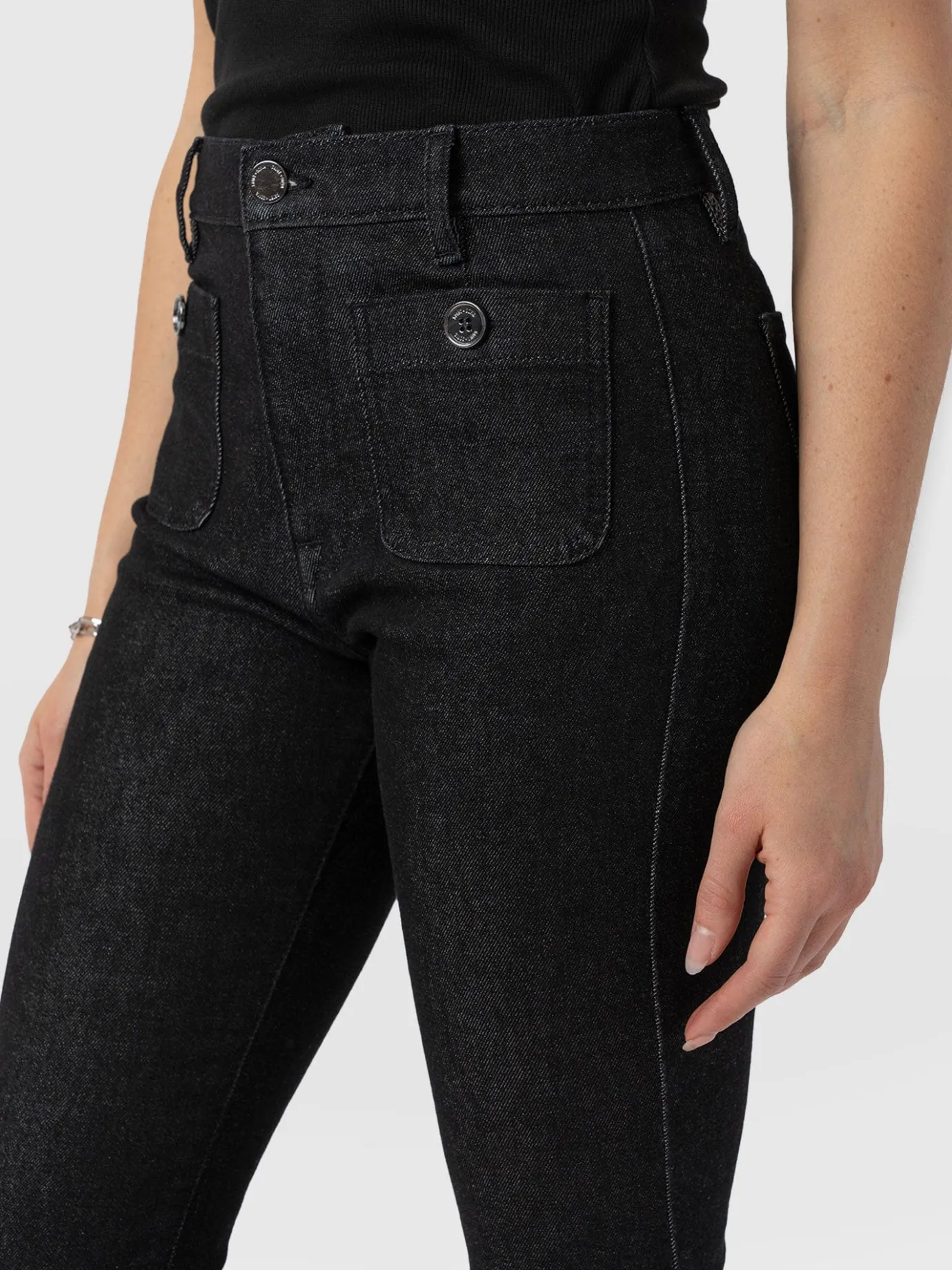 Denim & Jeans|Pants|Saint and Sofia Bowie Stretch Flare Jeans - Black Wash