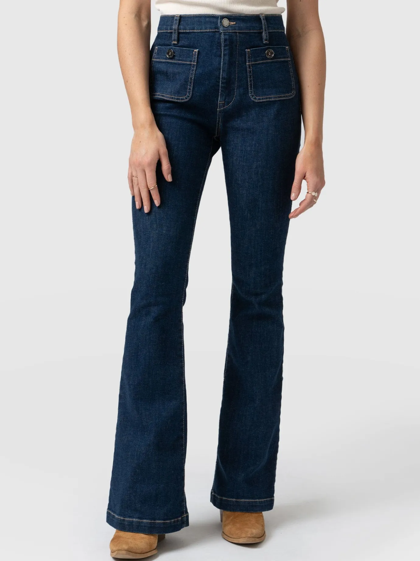 Denim & Jeans|Pants|Saint and Sofia Bowie Stretch Flare Jeans - Mid Blue