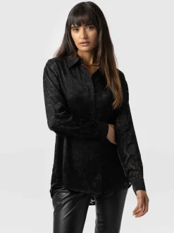 Blouses & Shirts|Saint and Sofia Boyfriend Shirt - Black Burnout