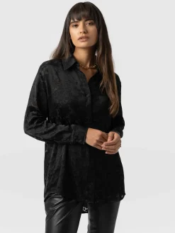 Blouses & Shirts|Saint and Sofia Boyfriend Shirt - Black Burnout