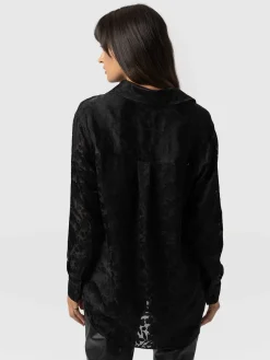 Blouses & Shirts|Saint and Sofia Boyfriend Shirt - Black Burnout