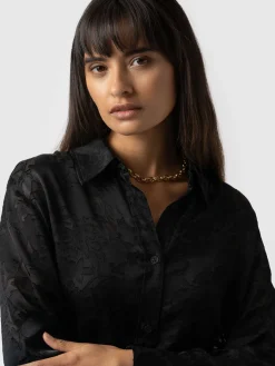 Blouses & Shirts|Saint and Sofia Boyfriend Shirt - Black Burnout