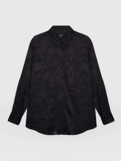 Blouses & Shirts|Saint and Sofia Boyfriend Shirt - Black Burnout
