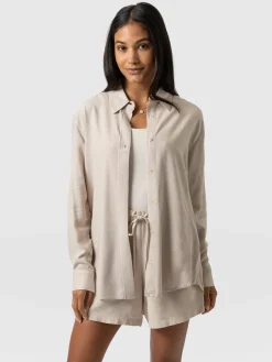 Blouses & Shirts|Saint and Sofia Boyfriend Shirt - Oatmeal Linen