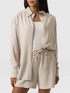 Blouses & Shirts|Saint and Sofia Boyfriend Shirt - Oatmeal Linen