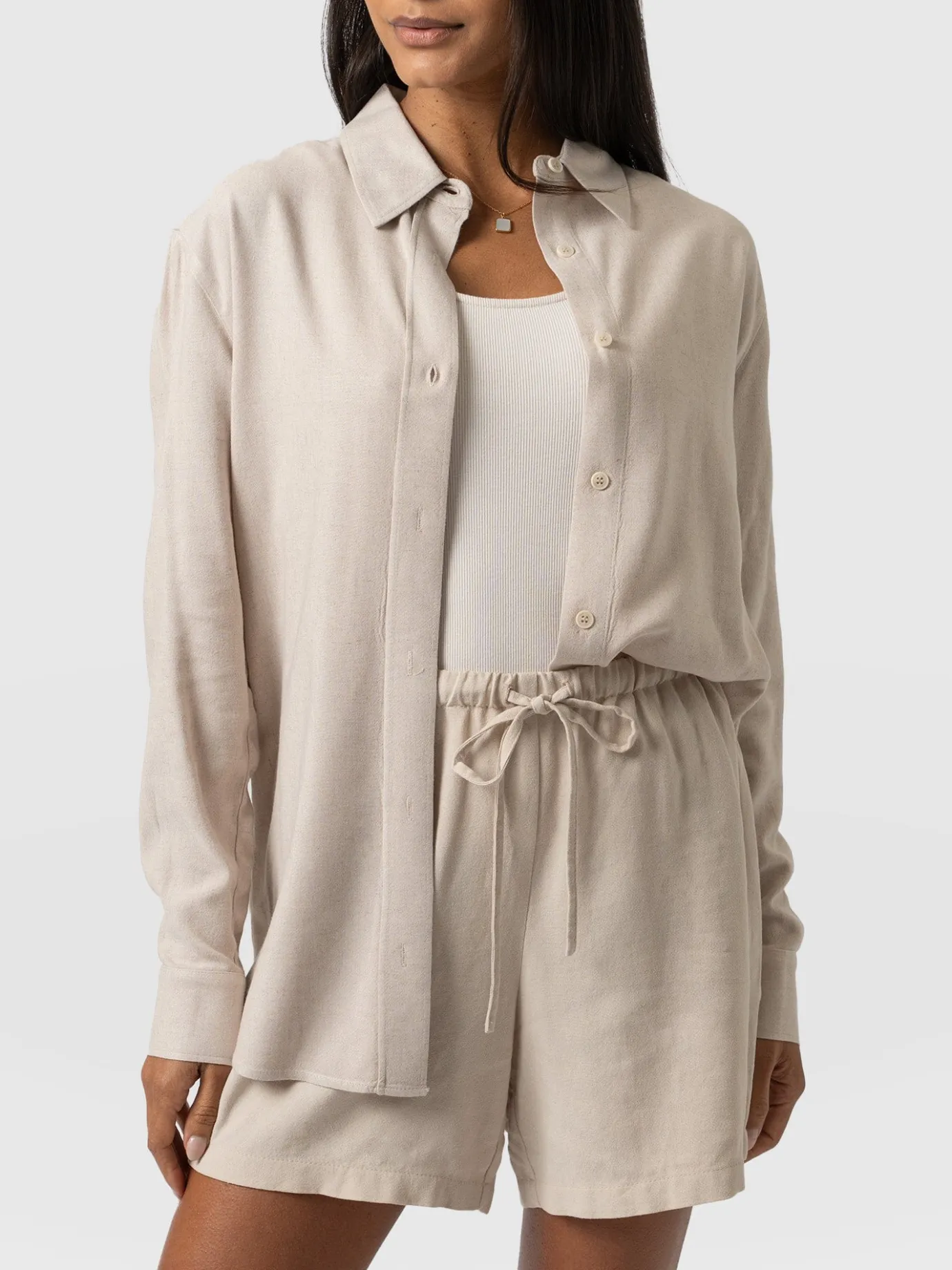 Blouses & Shirts|Saint and Sofia Boyfriend Shirt - Oatmeal Linen