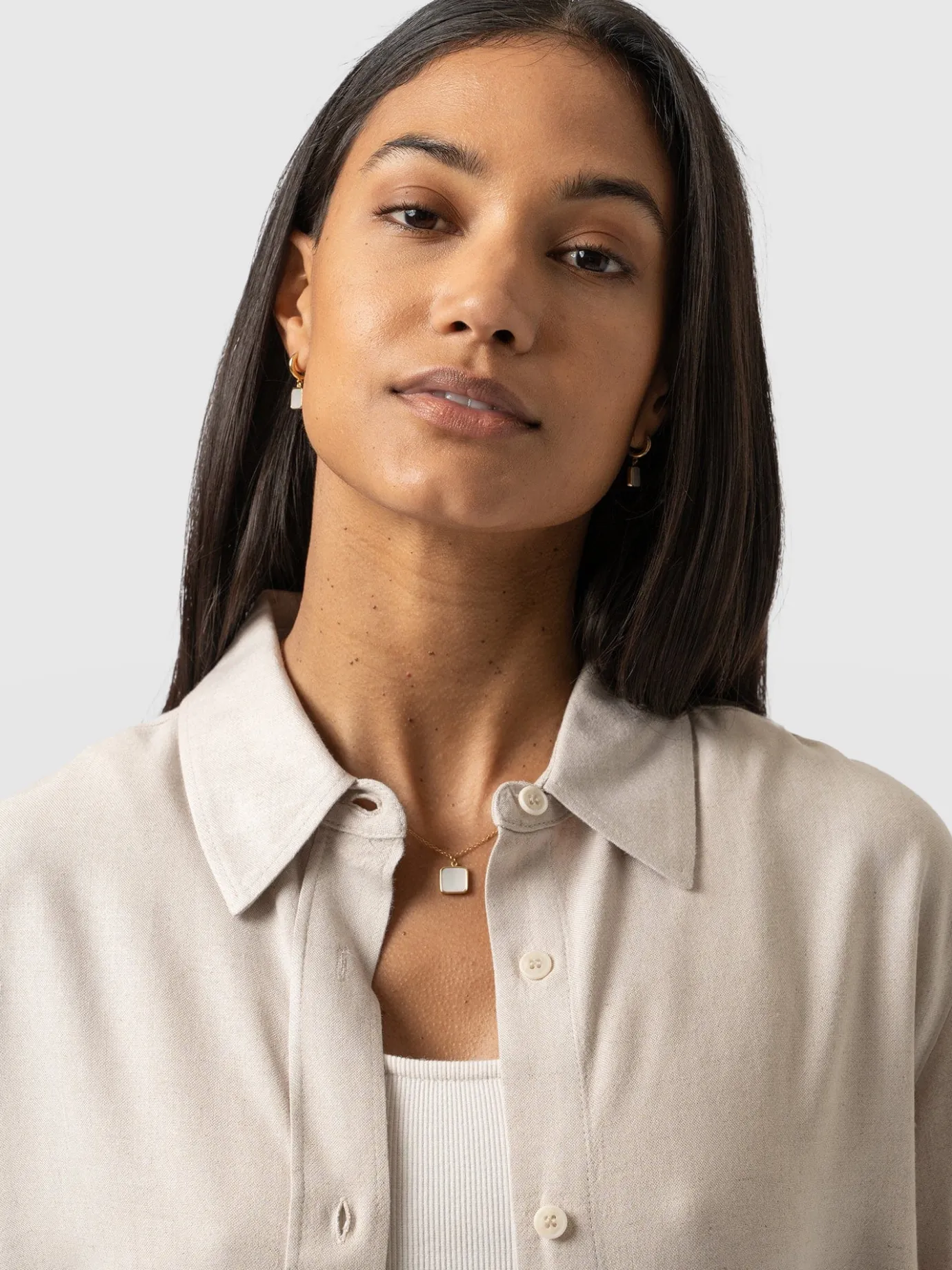 Blouses & Shirts|Saint and Sofia Boyfriend Shirt - Oatmeal Linen