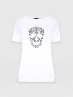 T-shirts & Tanks|Saint and Sofia Boyfriend Tee - White Skull