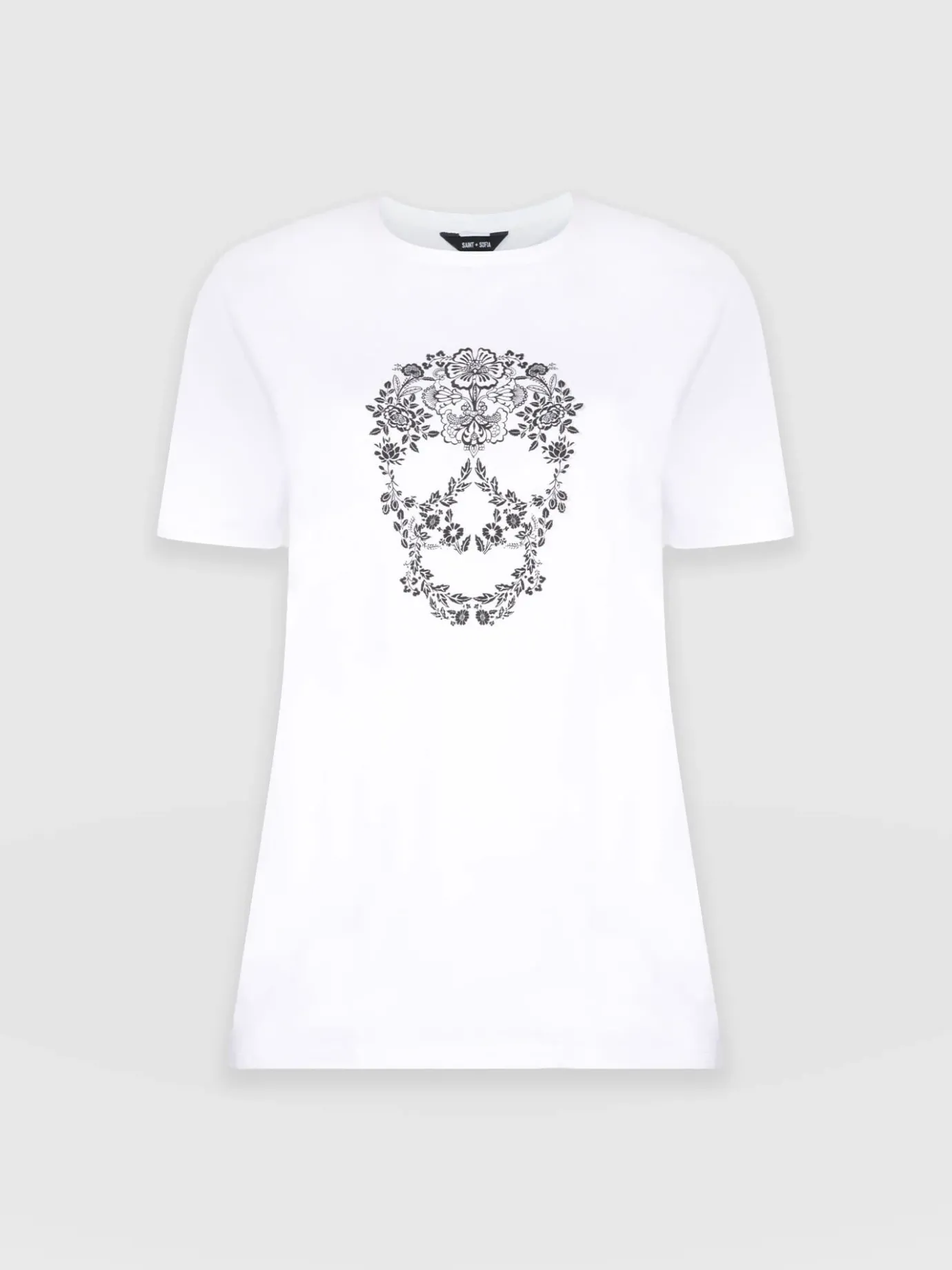 T-shirts & Tanks|Saint and Sofia Boyfriend Tee - White Skull