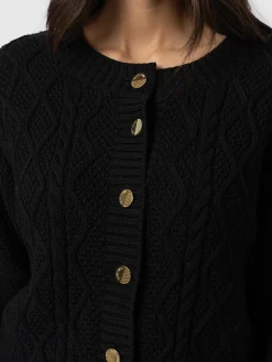 Knitwear|Sweaters|Saint and Sofia Bronte Cable Cardigan - Black