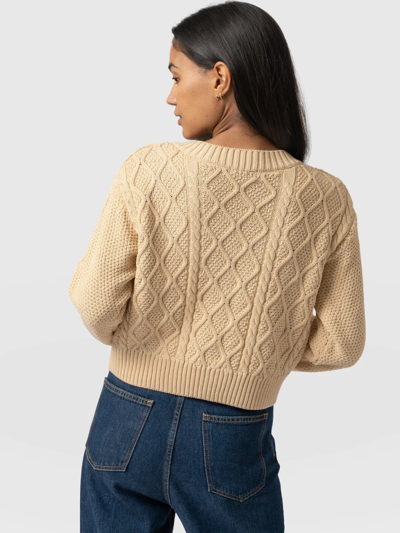 Knitwear|Sweaters|Saint and Sofia Bronte Cable Cardigan - Yellow