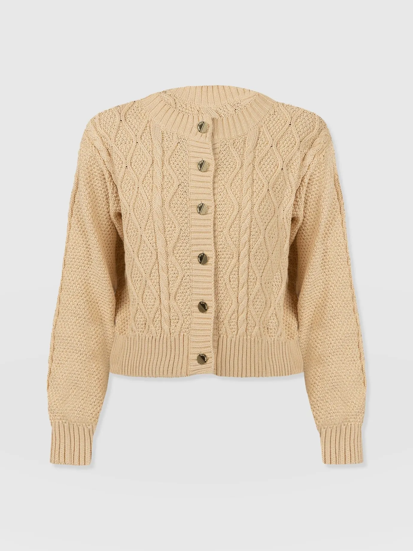 Knitwear|Sweaters|Saint and Sofia Bronte Cable Cardigan - Yellow