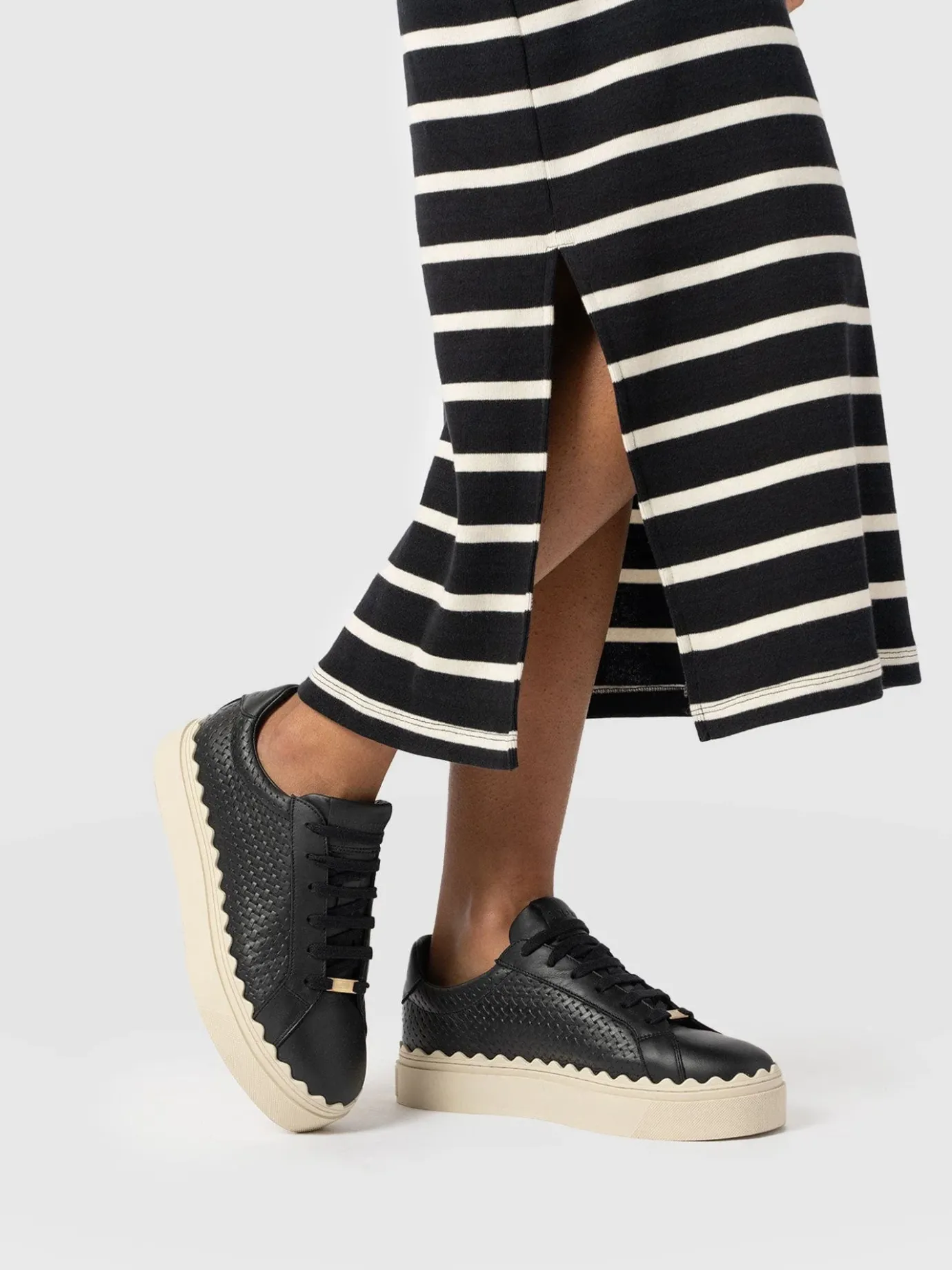 Sneakers|Shoes|Saint and Sofia Brook Scallop Sneaker - Black