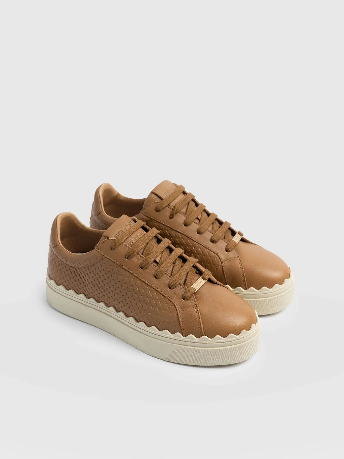 Shoes|Sneakers|Saint and Sofia Brook Scallop Sneaker - Tan