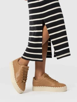 Shoes|Sneakers|Saint and Sofia Brook Scallop Sneaker - Tan