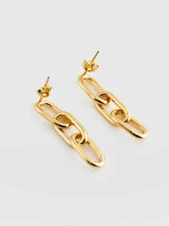 Gold Jewelry|Earrings|Saint and Sofia Cable Chain Drop Earrings - Gold