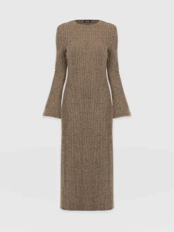 Dresses|Saint and Sofia Callie Fluted Midi Dress - Beige