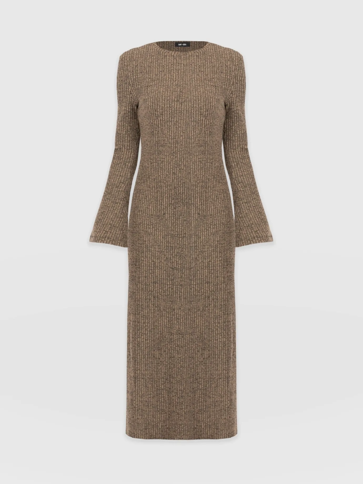 Dresses|Saint and Sofia Callie Fluted Midi Dress - Beige