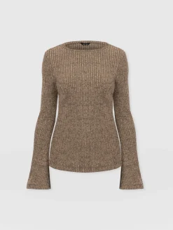 T-shirts & Tanks|Saint and Sofia Callie Fluted Tee - Beige