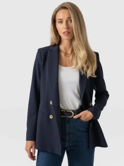 Coats & Jackets|Blazers|Saint and Sofia Cambridge Blazer - Navy Crepe