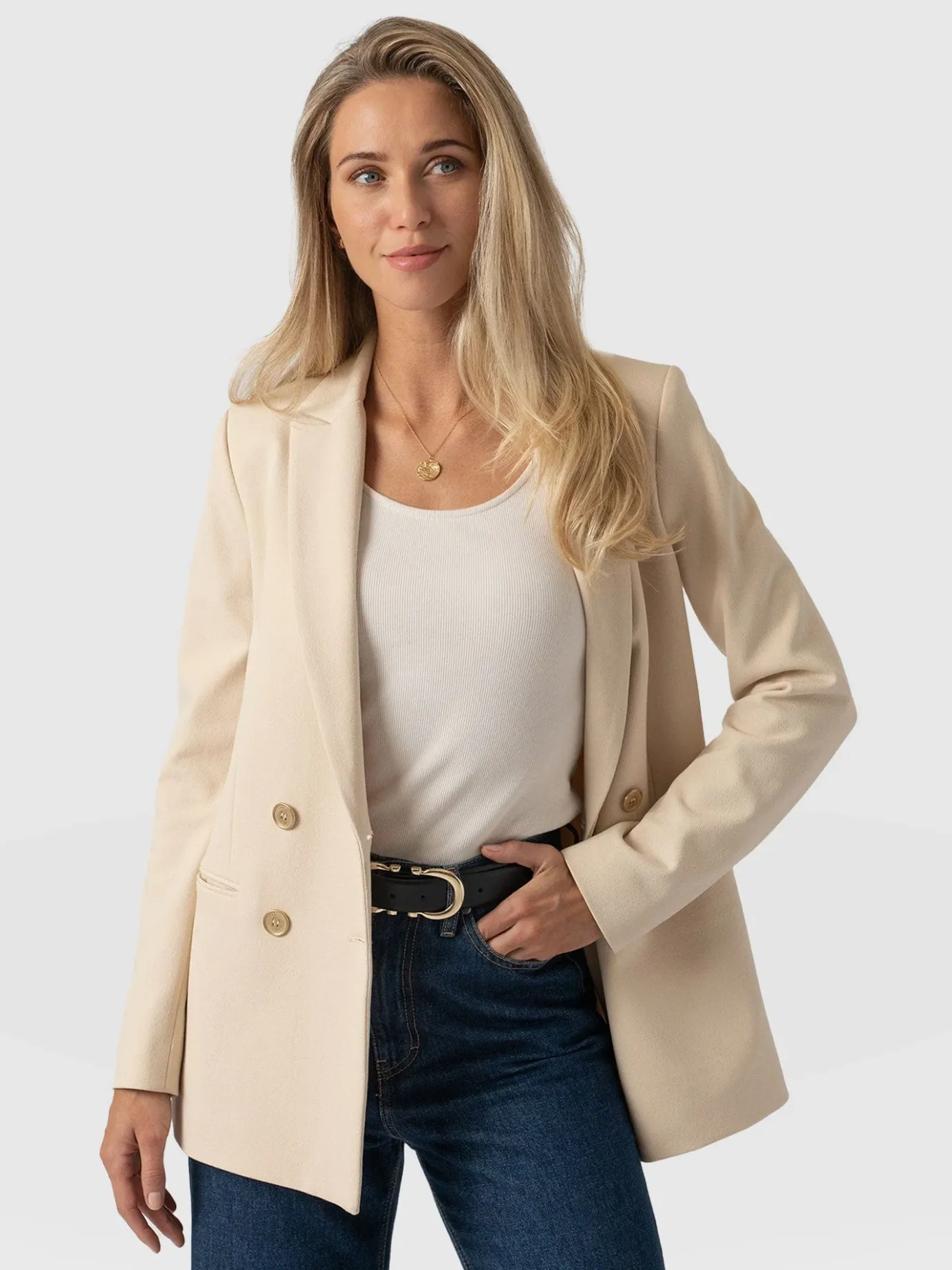 Blazers|Saint and Sofia Cambridge Blazer Crepe - Beige