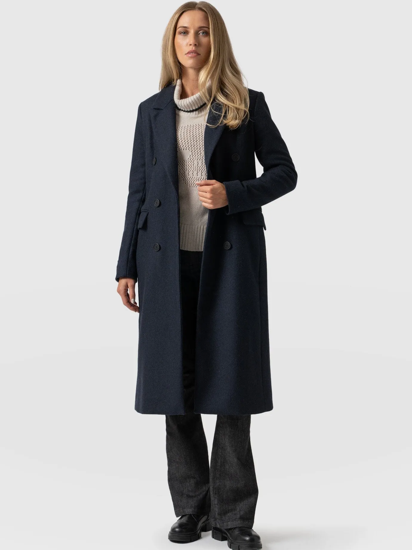 Coats & Jackets|Saint and Sofia Cambridge Coat - Navy Chevron