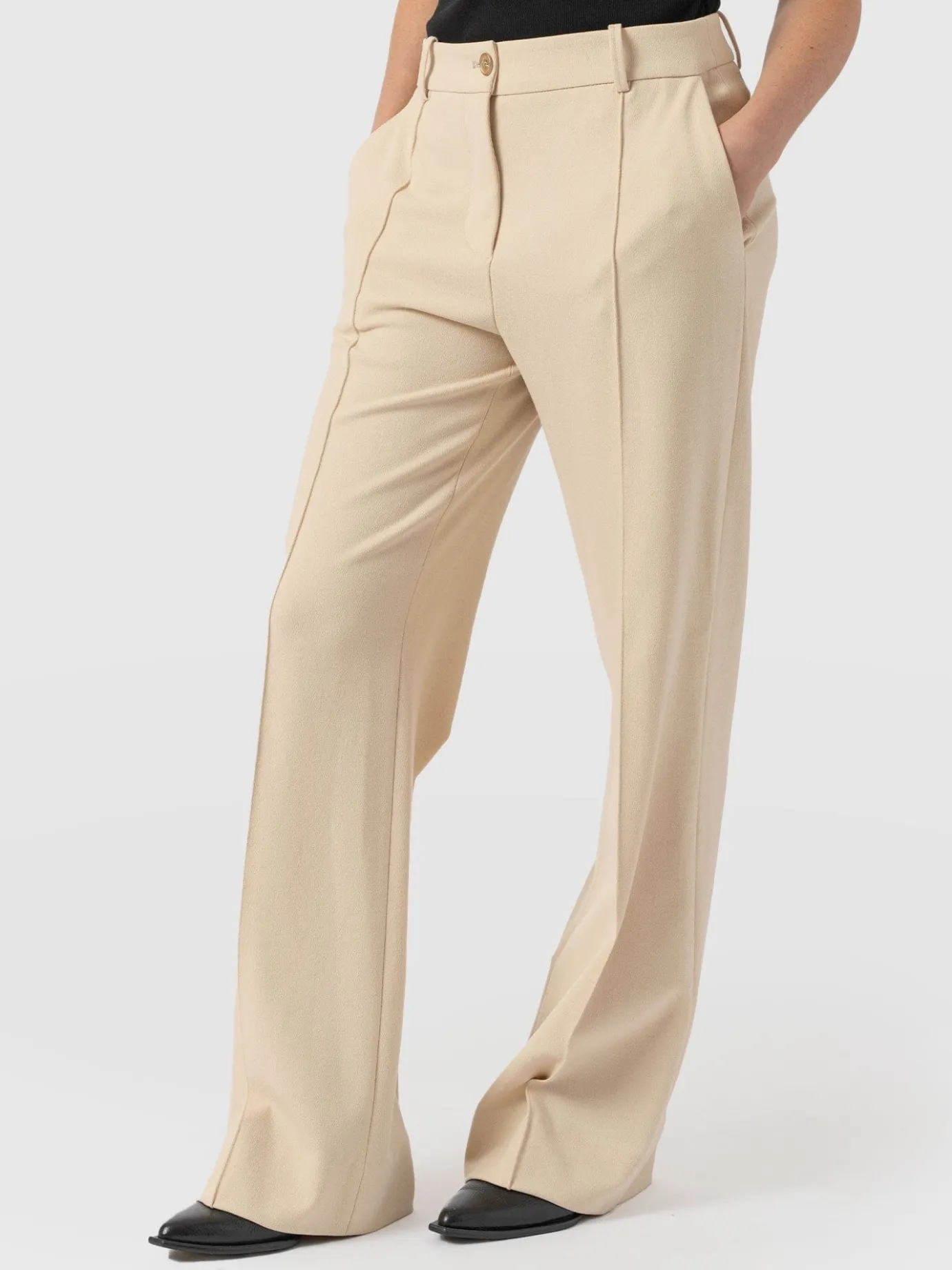 Pants|Saint and Sofia Cambridge Tailored Wide Leg Pant - Beige