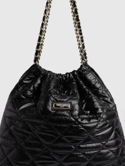 Shoulder Bags|Tote Bags|Saint and Sofia Camilla Drawstring Tote Bag - Black