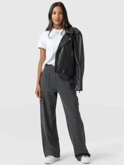 Pants|Saint and Sofia Cargo Chelsea Wide Leg Pant - Charcoal