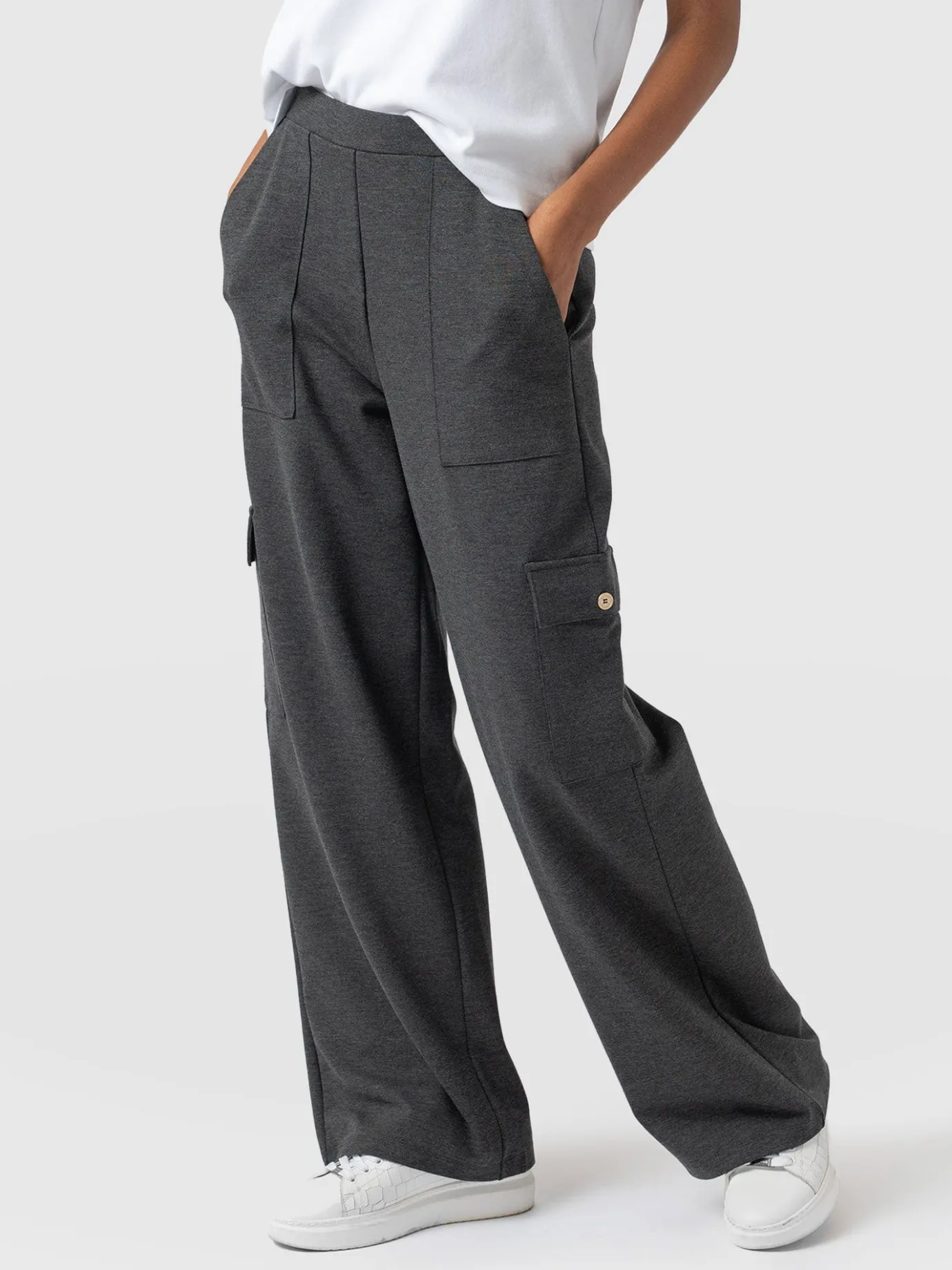 Pants|Saint and Sofia Cargo Chelsea Wide Leg Pant - Charcoal