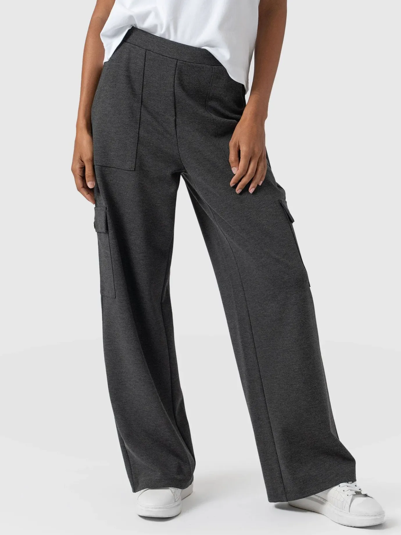 Pants|Saint and Sofia Cargo Chelsea Wide Leg Pant - Charcoal