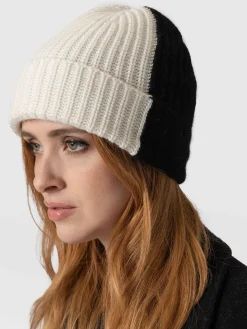 Scarves & Hats|Accessories|Saint and Sofia Cashmere Beanie - Cream/Black
