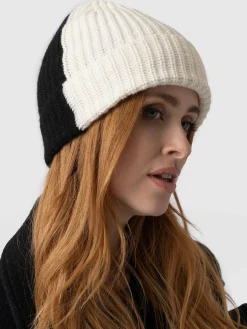 Scarves & Hats|Accessories|Saint and Sofia Cashmere Beanie - Cream/Black