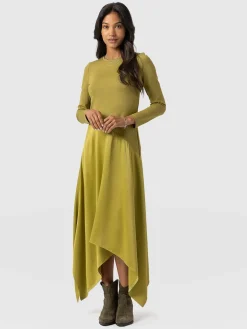 Dresses|Saint and Sofia Cleo Asymmetric Dress - Olive