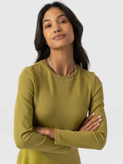 Dresses|Saint and Sofia Cleo Asymmetric Dress - Olive