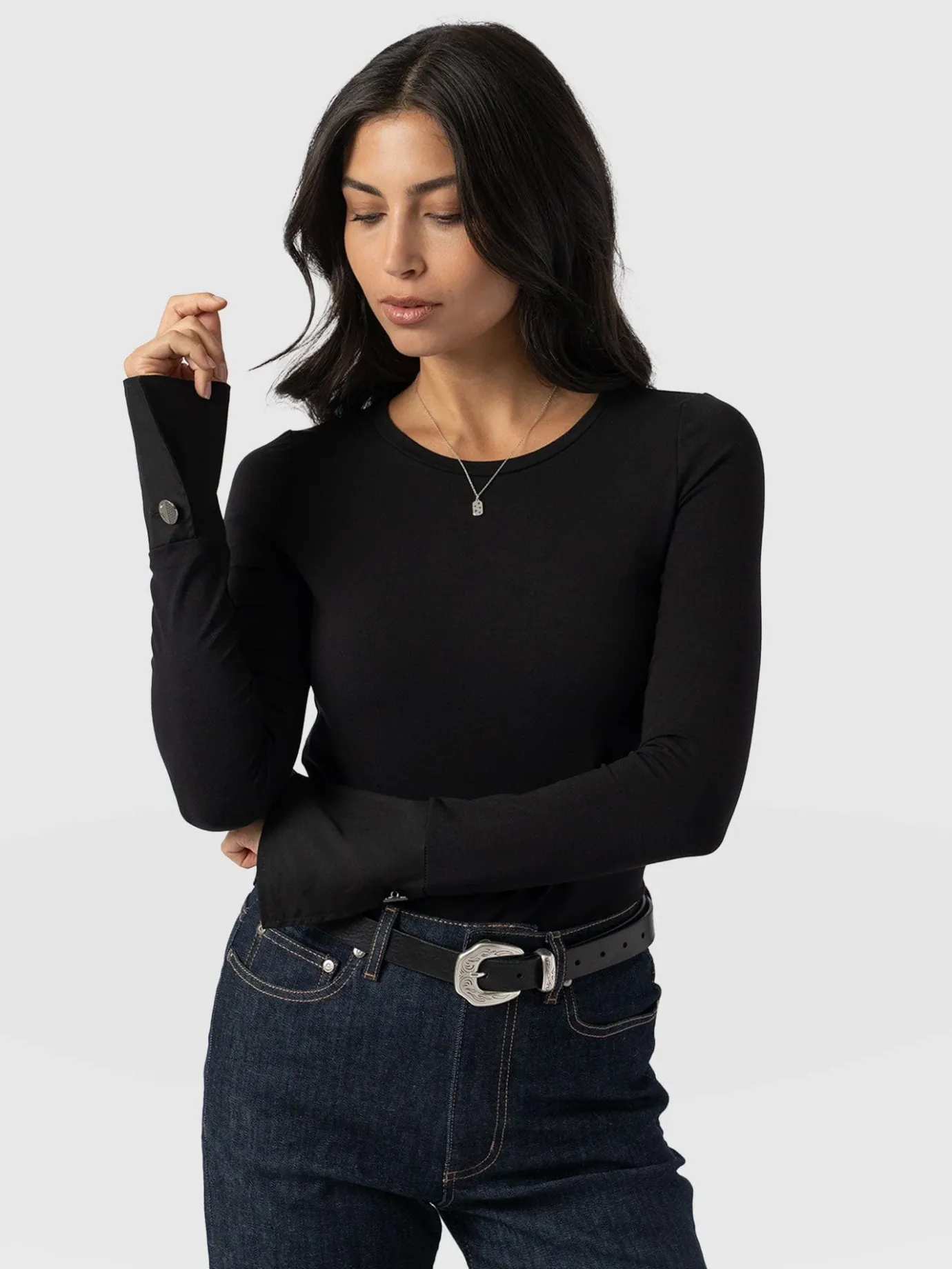 T-shirts & Tanks|Saint and Sofia Connie Cuff Tee - Black