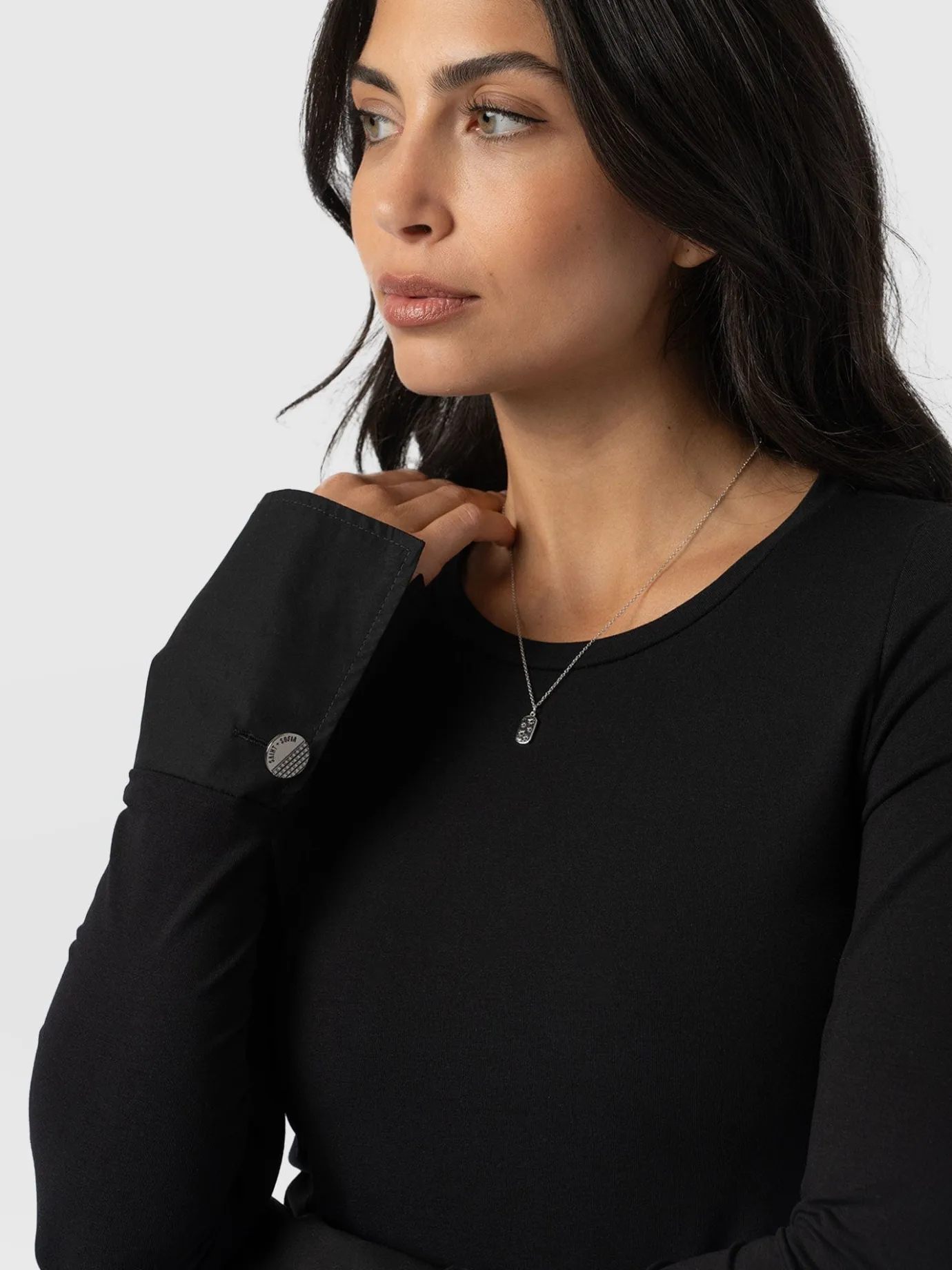 T-shirts & Tanks|Saint and Sofia Connie Cuff Tee - Black