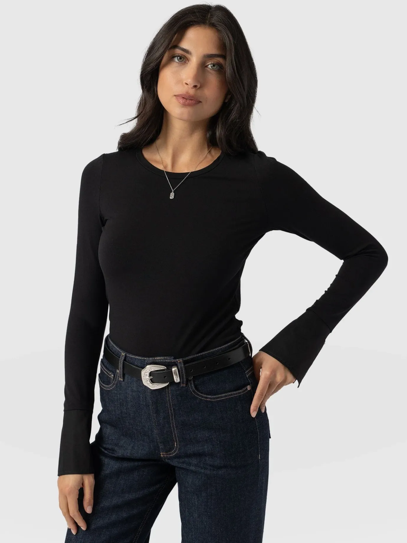 T-shirts & Tanks|Saint and Sofia Connie Cuff Tee - Black