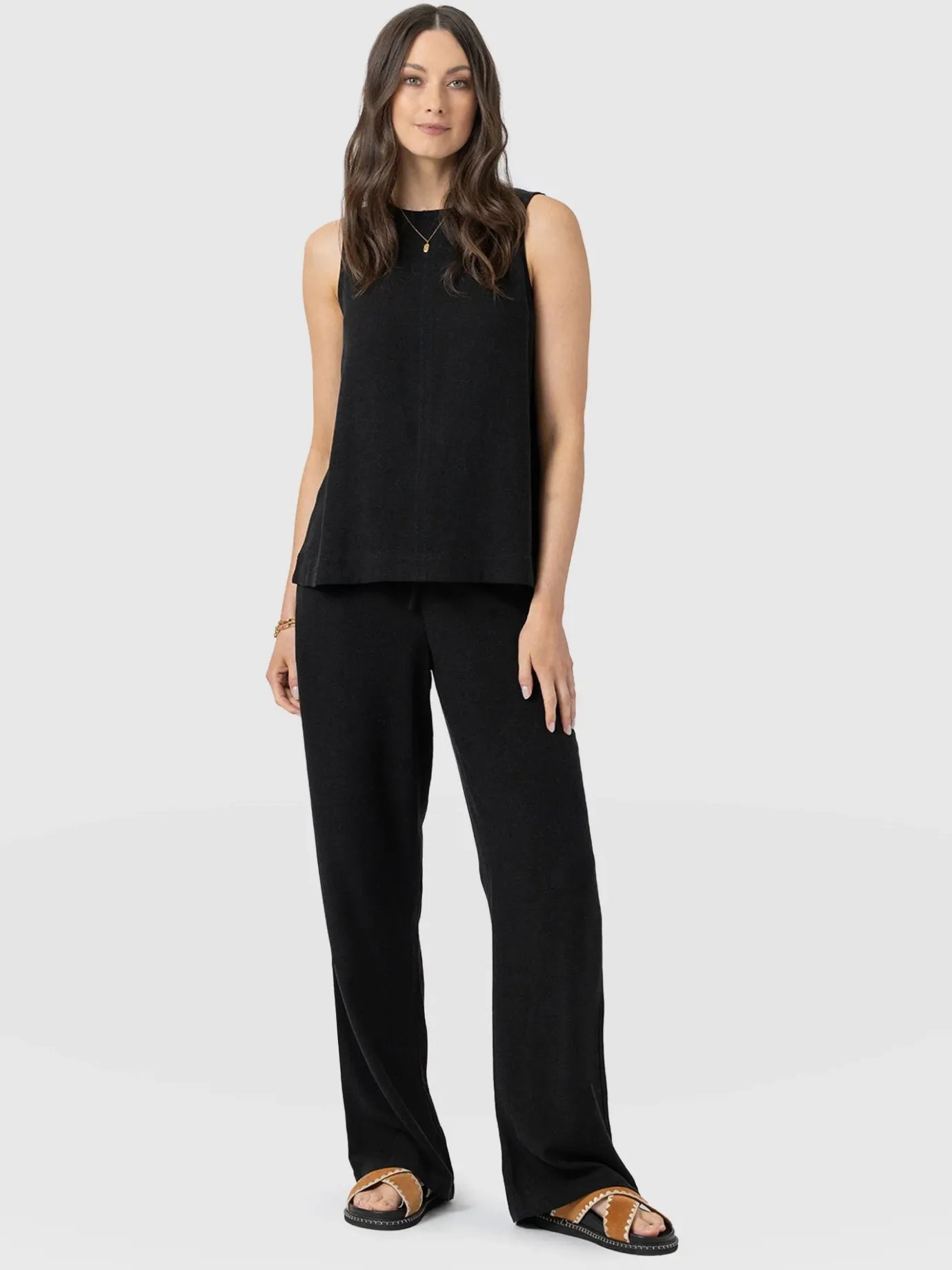Pants|Saint and Sofia Corinne Linen Pant - Black