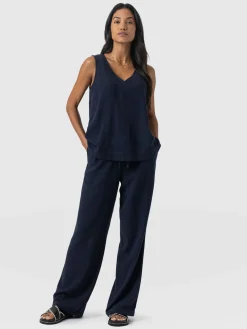 Pants|Saint and Sofia Corinne Linen Pant - Navy